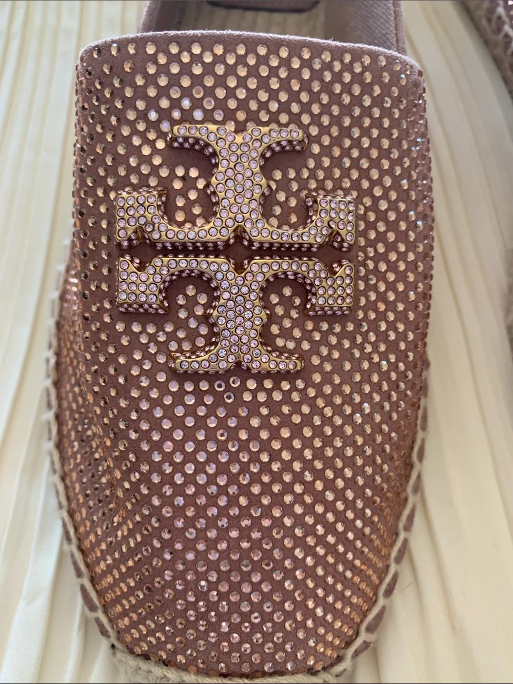 Tory Burch Pink Sparkle  Espadrille Slip-On Size 9.5